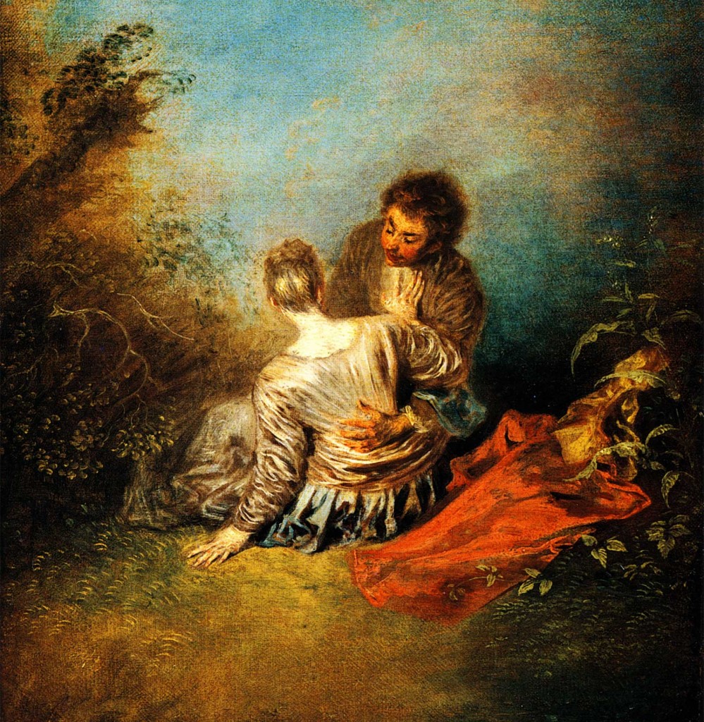 Rococo painting by Antoine Watteau | Le Faux Pas (1717)
