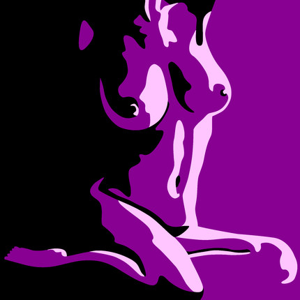 Nude Art Sitting Female - Black and Violet